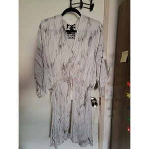 Dolman Sleeve Stretch Waist Mini Dress Marble Baby Shower Gender Reveal